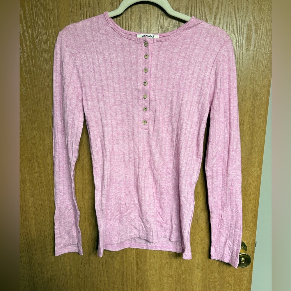 Zenana Pink Button-Up Women’s Top